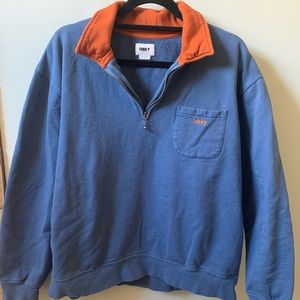 Obey blue 1/4 zip pullover size L